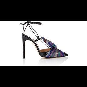 Giannico Multicolor 7.5 Bow sparkle Leather Heels